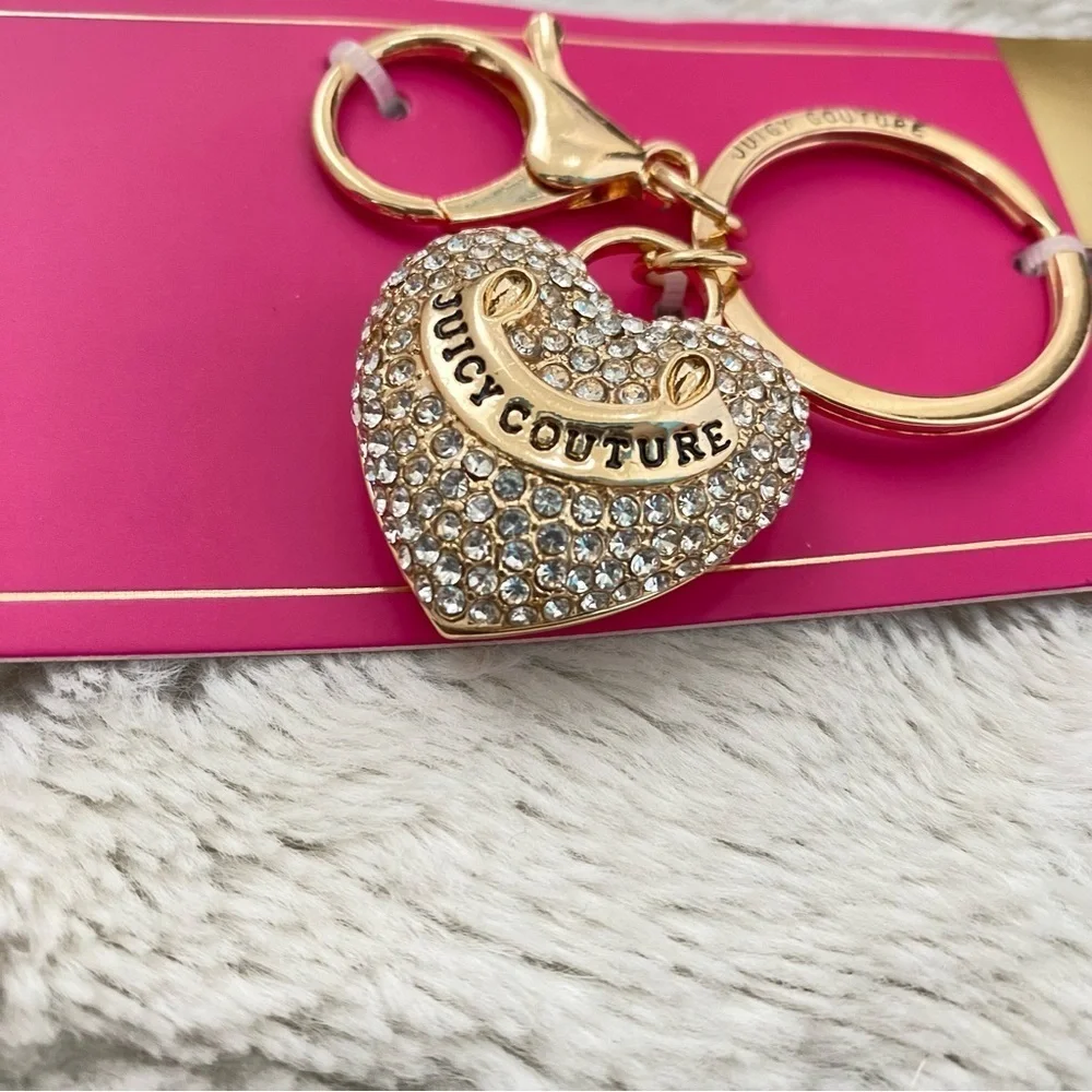 Juicy Couture Gold Pave Heart Purse Charm Keychain